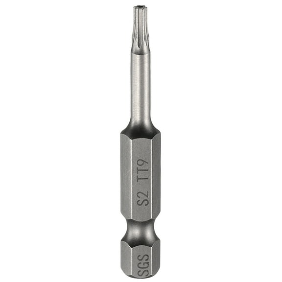 Uxcell TT9 Security Torx Head Screwdriver Bit 2" (50mm) Long 1/4" Hex Shank Magnetic Tamper Proof 6 Point Star Screw Driver