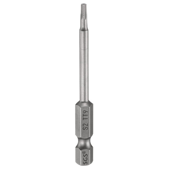 Uxcell TT9 Security Torx Head Screwdriver Bit 3" (75mm) Long 1/4" Hex Shank Magnetic Tamper Proof 6 Point Star Screw Driver