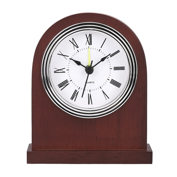 Uxcell Table Clock, Wooden Grandfather Clock Stand Quartz Movement Battery Operated Living Room Fireplaces Shelf Vintage Decor for Bedside Home Gift, Silver Frame Pure White Base