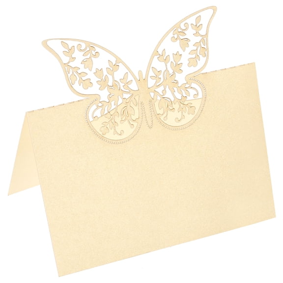 Uxcell Table Name Place Cards,25Pcs Hollow Butterfly Cut Design Blank Card Light Yellow