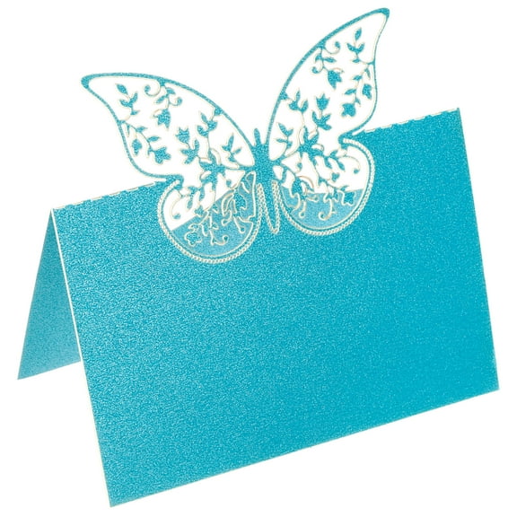 Uxcell Table Name Place Cards,50Pcs Hollow Butterfly Cut Design Blank Card Blue