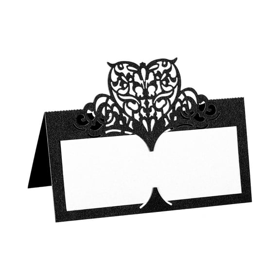 Uxcell Table Name Place Cards,50pack Favor Decor Hollow Butterfly Cut Design Seat Blank Card, Black