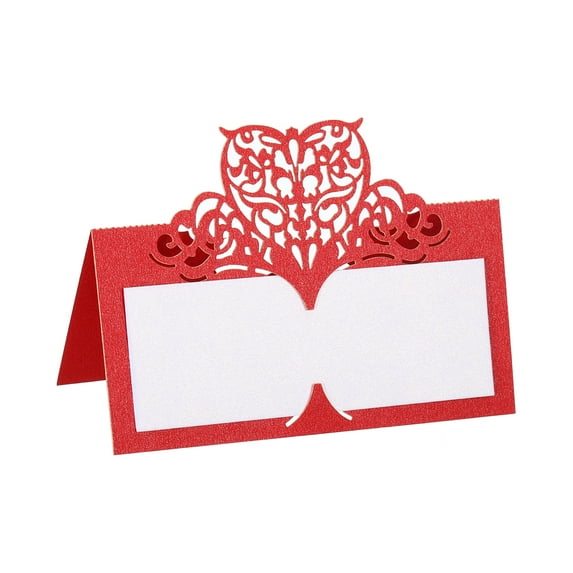 Uxcell Table Name Place Cards,50pack Favor Decor Hollow Butterfly Cut Design Seat Blank Card, Red