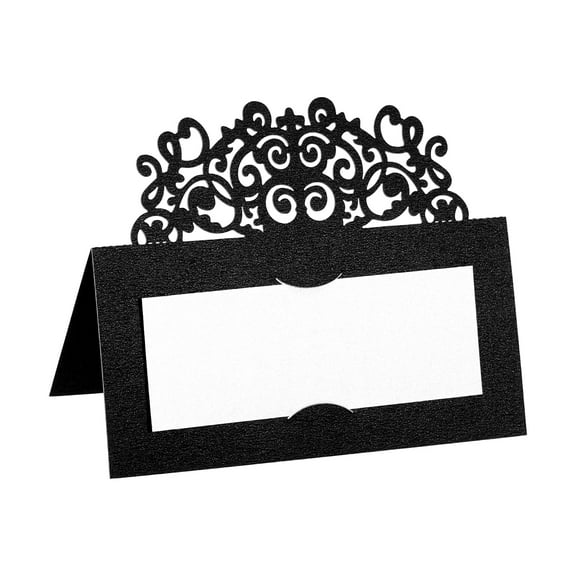 Uxcell Table Name Place Cards,50pack Favor Decor Hollow Lace Cut Design Seat Blank Card, Black
