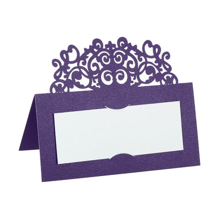 Uxcell Table Name Place Cards,50pack Favor Decor Hollow Lace Cut Design Seat Blank Card, Purple
