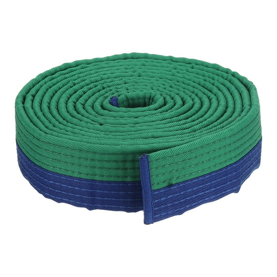 Uxcell Taekwondo Colored Ranking Belt 1.6"x11.2Ft 3.4m, Cotton Martial Arts Judo Karate Belt, Green&Blue