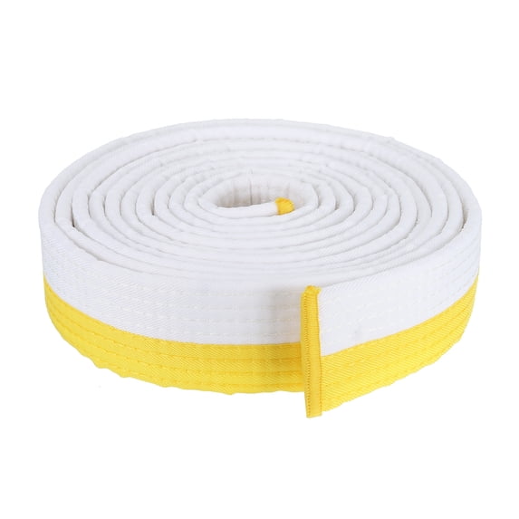 Uxcell Taekwondo Colored Ranking Belt 1.6"x11.2Ft 3.4m, Cotton Martial Arts Judo Karate Belt, White&Yellow