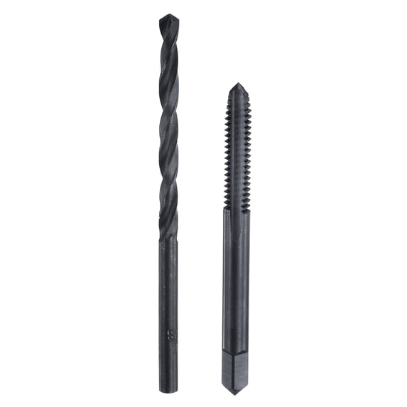 Uxcell Tap and Drill Bit Set, 1pcs 10-24 UNC Straight Flute Thread Screw Taps & 1pcs 3.8mm Twist Drill Bits, Black Oxide HSS-6542 Tapping Threading Tool Kit