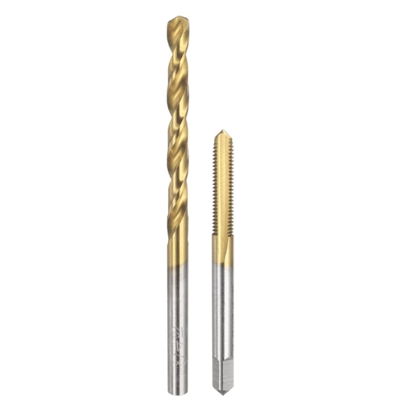 Uxcell Tap and Drill Bit Set, 1pcs 10-32 UNF Straight Flute Thread Screw Taps & 1pcs 4.1mm Twist Drill Bits, Titanium Coated HSS-6542 Tapping Threading Tool Kit