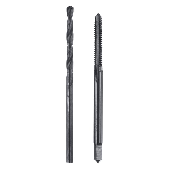Uxcell Tap and Drill Bit Set, 1pcs 4-40 UNC Straight Flute Thread Screw Taps & 1pcs 2.3mm Twist Drill Bits, Black Oxide HSS-6542 Tapping Threading Tool Kit