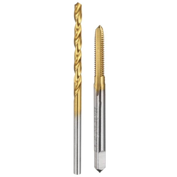 Uxcell Tap and Drill Bit Set, 1pcs 6-40 UNF Straight Flute Thread Screw Taps & 1pcs 2.7mm Twist Drill Bits, Titanium Coated HSS-6542 Tapping Threading Tool Kit