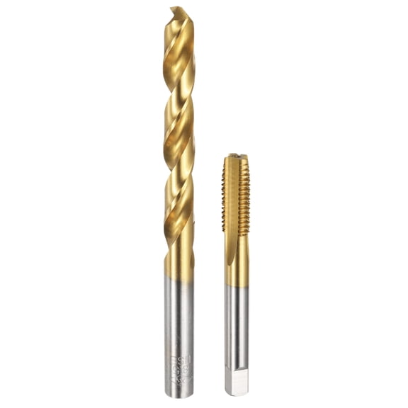 Uxcell Tap and Drill Bit Set, 1pcs M10 x 1.5 Straight Flute Thread Screw Taps & 1pcs 8.5mm Twist Drill Bits, Titanium Coated HSS-6542 Tapping Threading Tool Kit
