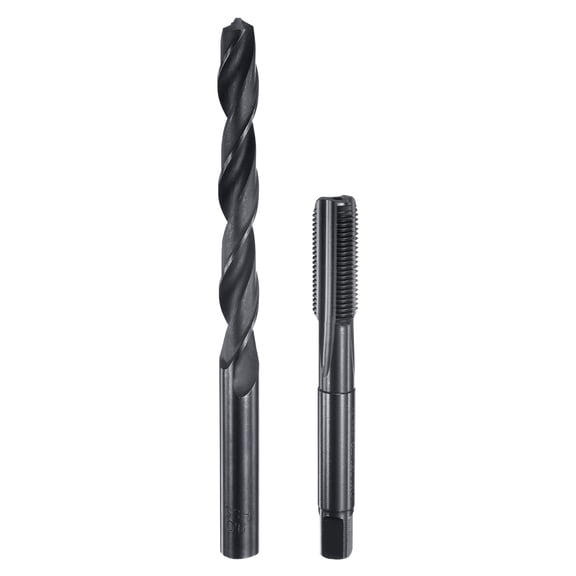 Uxcell Tap and Drill Bit Set, 1pcs M10 x 1 Straight Flute Thread Screw Taps & 1pcs 9mm Twist Drill Bits, Black Oxide HSS-6542 Tapping Threading Tool Kit