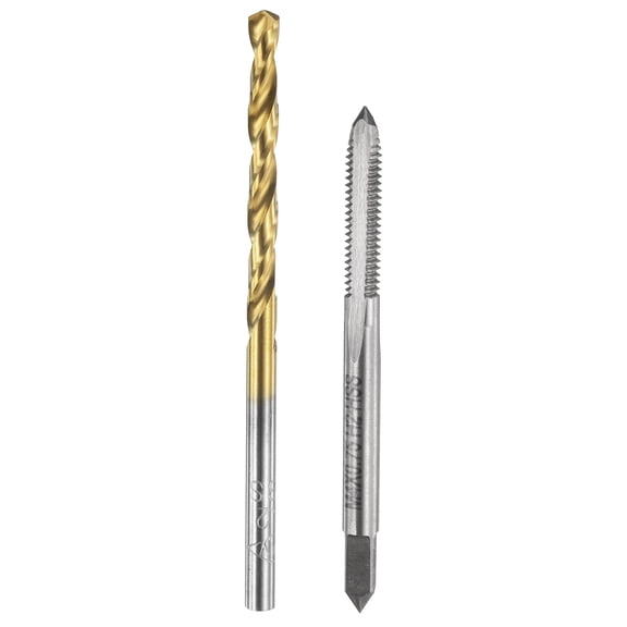 Uxcell Tap and Drill Bit Set, 1pcs M4 x 0.75 Straight Flute Thread Screw Taps & 1pcs 3.2mm Twist Drill Bits, Uncoated/Titanium Coated HSS-6542 Tapping Threading Tool Kit