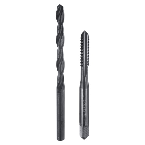 Uxcell Tap and Drill Bit Set, 1pcs M6 x 1 Straight Flute Thread Screw Taps & 1pcs 5.0mm Twist Drill Bits, Black Oxide HSS-6542 Tapping Threading Tool Kit