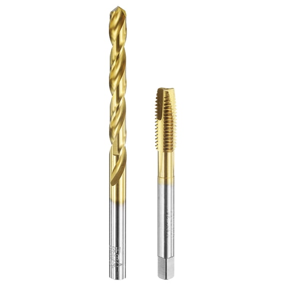 Uxcell Tap and Drill Bit Set, 1pcs M8 x 1.25 Metric Spiral Point Thread Screw Taps & 1pcs 6.8mm Twist Drill Bits, Titanium Coated HSS-6542 Tapping Threading Tool Kit