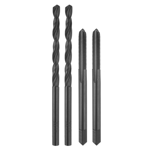 Uxcell Tap and Drill Bit Set, 2pcs 8-40 UN Straight Flute Thread Screw Taps & 2pcs 3.5mm Twist Drill Bits, Black Oxide HSS-6542 Tapping Threading Tool Kit