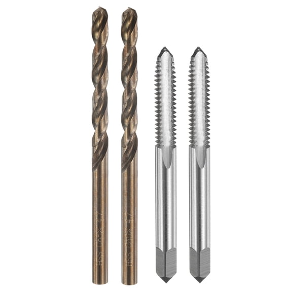 Uxcell Tap and Drill Bit Set, 2pcs M6 x 1.25 Straight Flute Thread Screw Taps & 2pcs 4.7mm Twist Drill Bits, Uncoated/Roasted Yellow HSS-6542/M35 HSS-CO Tapping Threading Tool Kit
