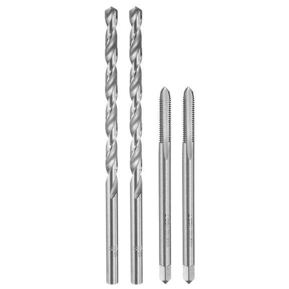 Uxcell Tap and Drill Bit Set, 2pcs M6 x 1 Straight Flute Thread Screw Taps 100mm Extra Long & 2pcs 6mm Twist Drill Bits 138mm Extra Long, Tapping Threading Tool Kit