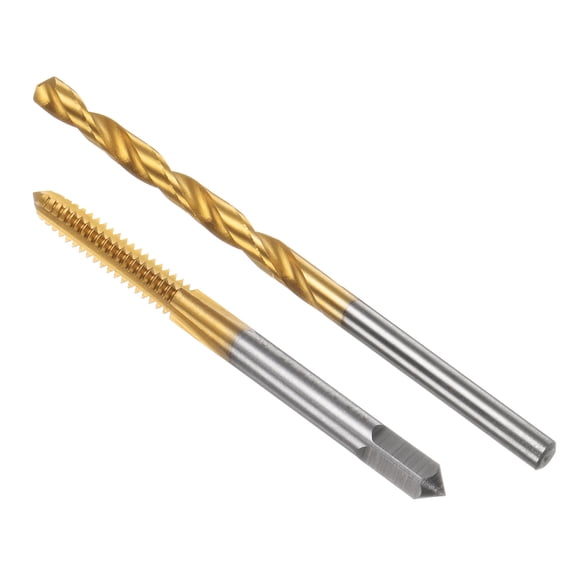 Uxcell Tap & Drill Bit Set, 3/16-24 UNC Straight Flute Tap and 5/32" (4mm) Drill Bit Ti-Coated Thread Tools