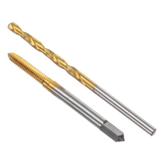 Uxcell Tap & Drill Bit Set, 6-40 UNF Straight Flute Tap and 3/25" (2.9mm) Drill Bit Ti-Coated Thread Tools