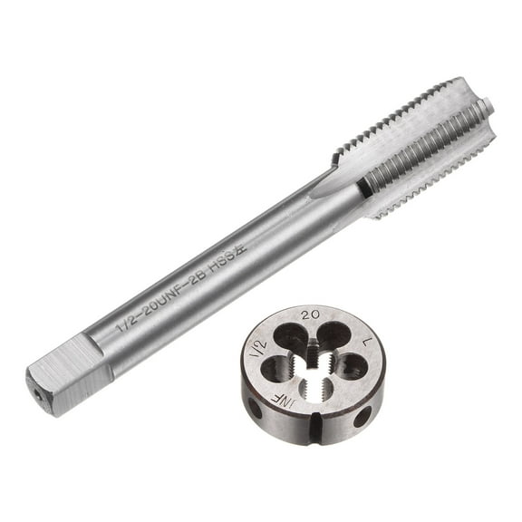 Uxcell Tap and Die Set 1/2-20 UNF Left Hand Screw Tap & Round Die Thread Repair Tools 2 Pieces