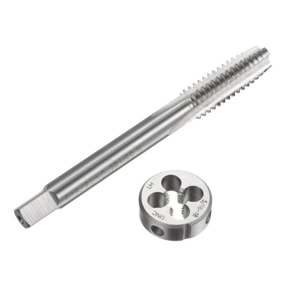 Uxcell Tap and Die Set 5/16-18 UNC Left Hand Screw Tap & Round Die Thread Tapping Tools 2 Pieces
