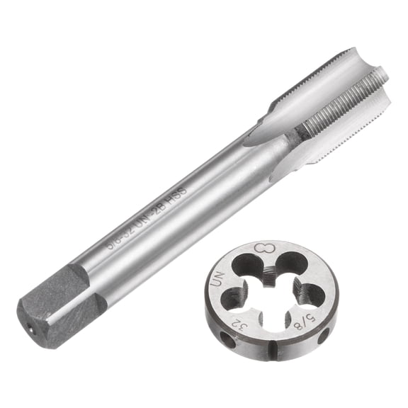 Uxcell Tap and Die Set 5/8-32 UNS Screw Tap & Round Die Thread Repair Tapping Tools 2 Pieces