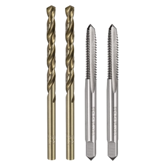 Uxcell Tap and Drill Bit Set, 2 Pieces M6 x 1.25 Straight Flute Tap & 2 Pieces 4.7mm Drill Bit Roasted Yellow