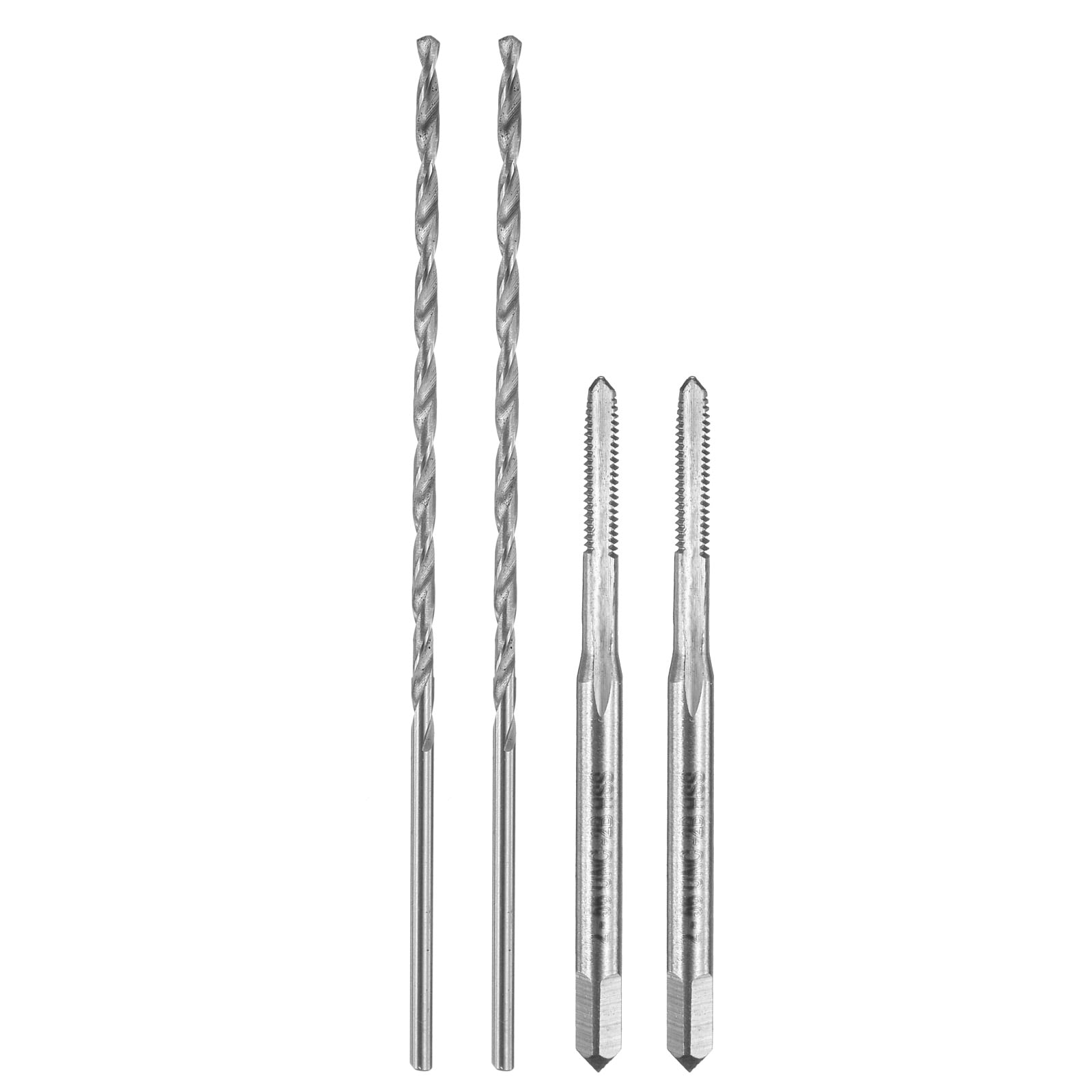 Threading Bit Set Uxcell Tap and Drill Bit Set, 2pcs 2-56 UNC Straight Flute Thread Screw ...
