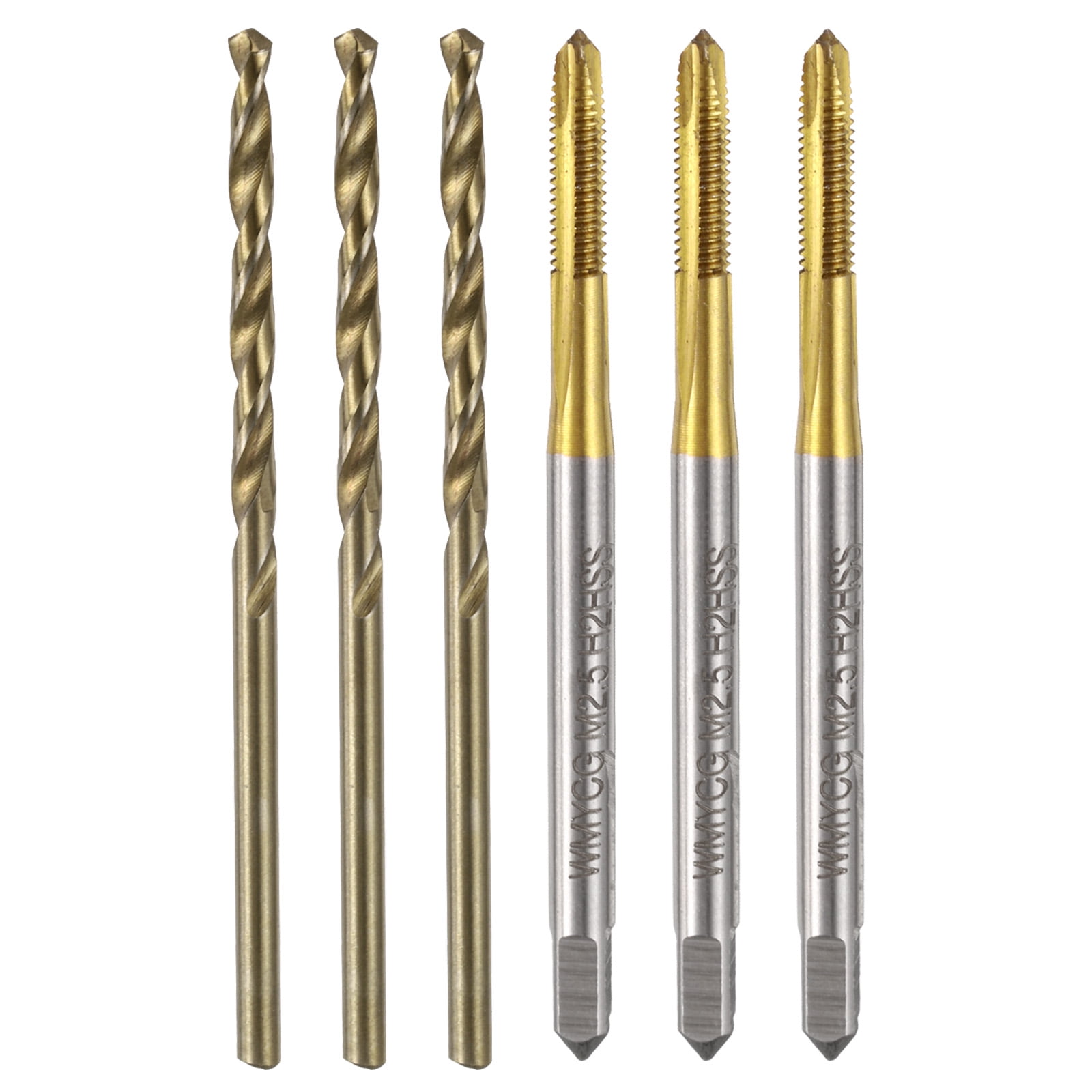 Uxcell Tap and Drill Bit Set, 3pcs M2.5 x 0.45 Spiral Point Tap Ti