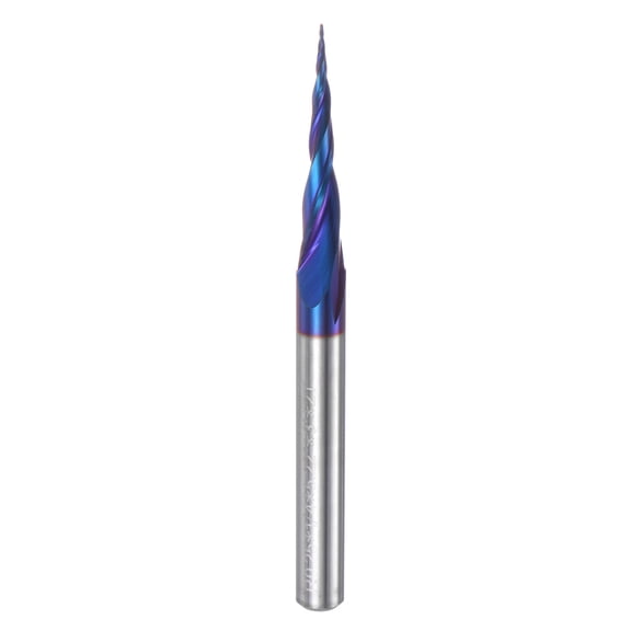 Uxcell Tapered Ball Nose End Mill 0.25mm Radius 1/4" Shank Solid Carbide Coated Upcut Spiral 2 Flutes