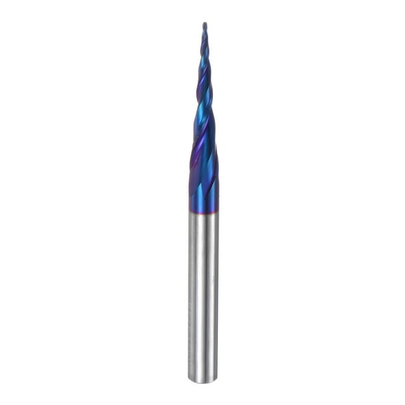 Uxcell Tapered Ball Nose End Mill 0.5mm Radius 1/4" Shank Solid Carbide Coated Upcut Spiral 2 Flutes