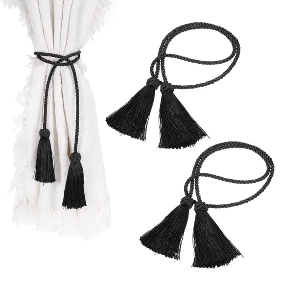 Uxcell Tassel Curtain Tiebacks, Curtain Holdbacks with Tassel for Home Black 2 pack