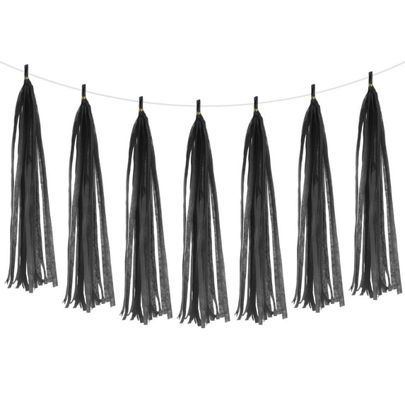 Uxcell Tassel Garland Banner Tissue Paper Tassels Party Decorations DIY Kits for Wedding Birthday Black