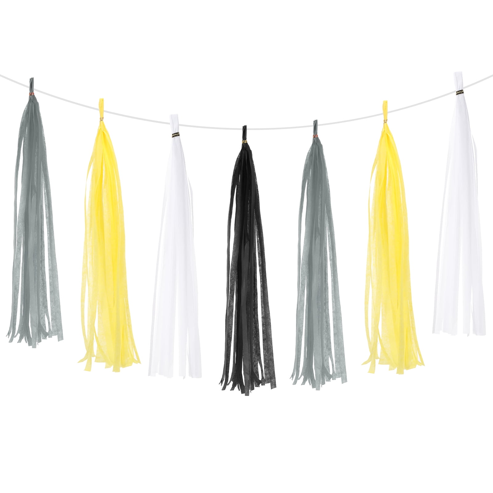 Yellow Grey & White Paper Garland - 4 Meter Long, Handmade Card Decor For Weddings, Parties, Classrooms & Holidays