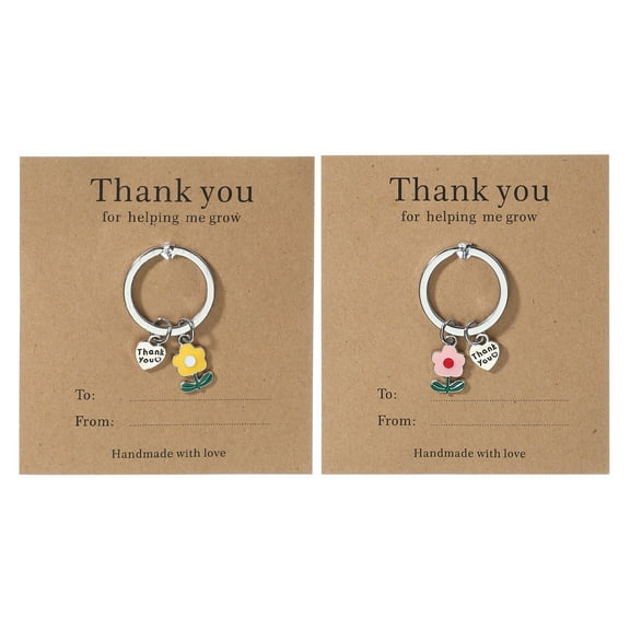 Uxcell Teacher Appreciation Keychain Gifts, Cute Flower Pendant Charm Keyring Purse Bag Accessories Car Ring Pendants Yellow/Pink