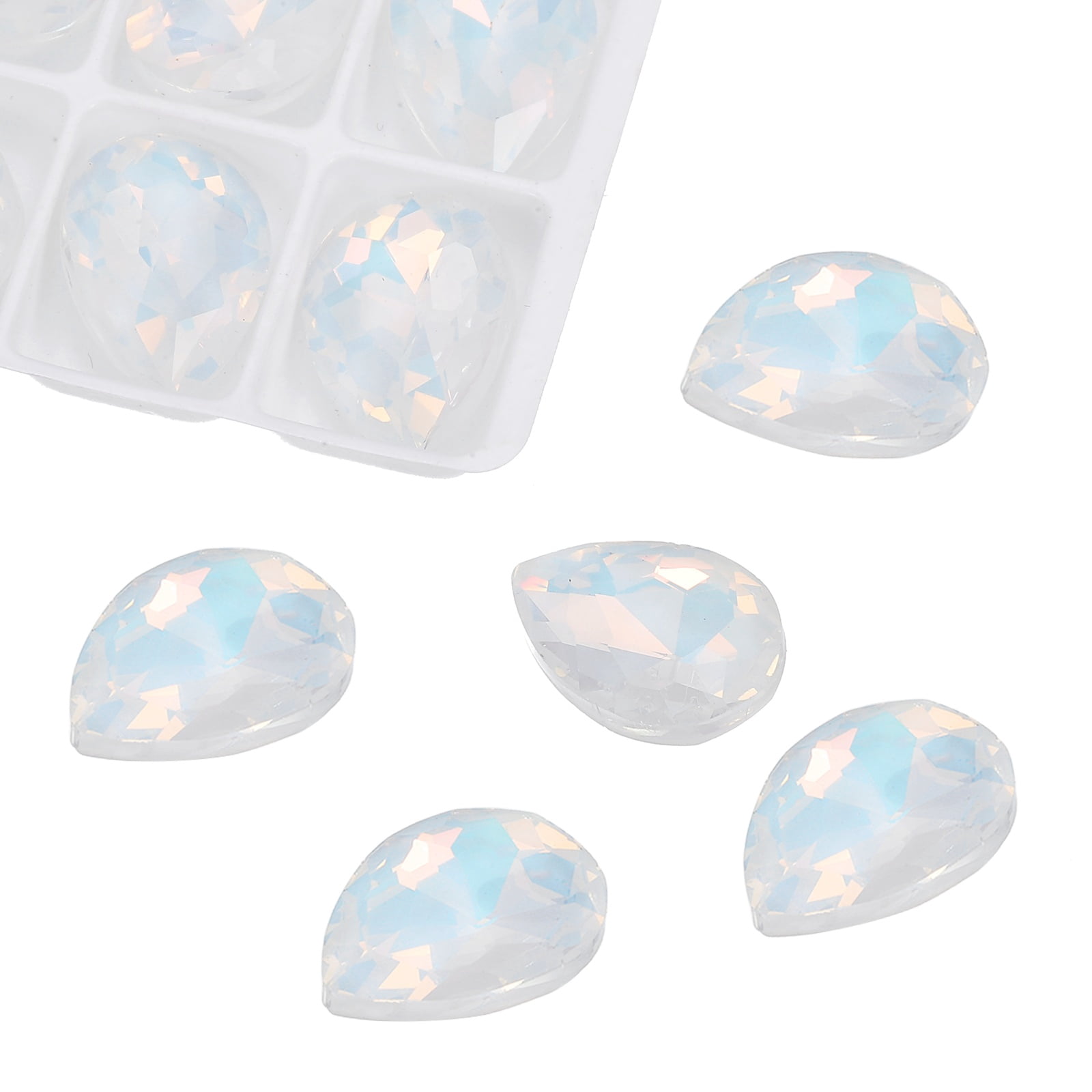 Uxcell 0.71'' x 0.51'' Tear Drop Rhinestones for Nails Pointed Back Rhinestones Setting Crystals Stone White 112 Pcs