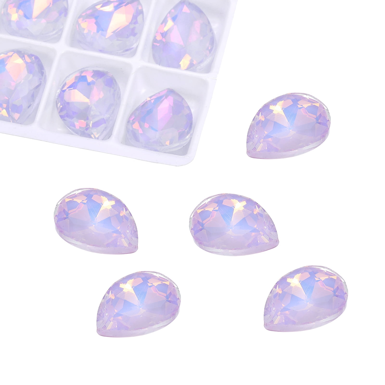Uxcell 0.71'' x 0.51'' Tear Drop Rhinestones for Nails Pointed Back Rhinestones Setting Crystals Stone Purple 112 Pcs