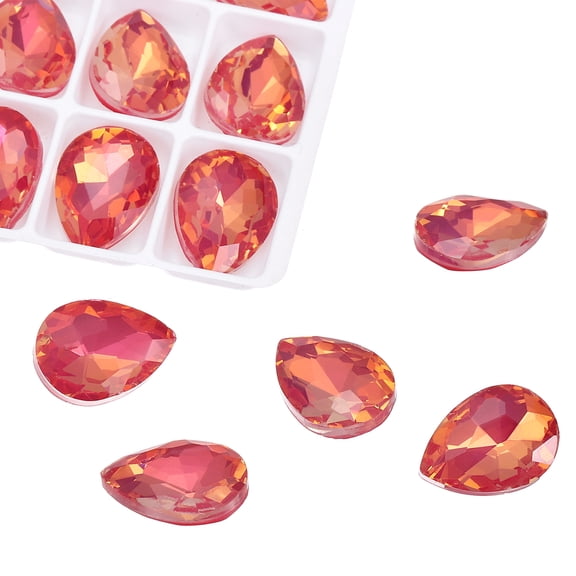 Uxcell 0.71'' x 0.51'' Tear Drop Rhinestones for Nails Pointed Back Rhinestones Setting Crystals Stone Deep Red 112 Pcs