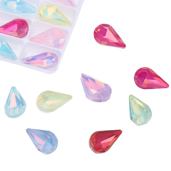 Uxcell Tear Drop Rhinestones for Jewelry Making DIY for Nails Pointed Back Rhinestones Setting Crystals Stone Colorful