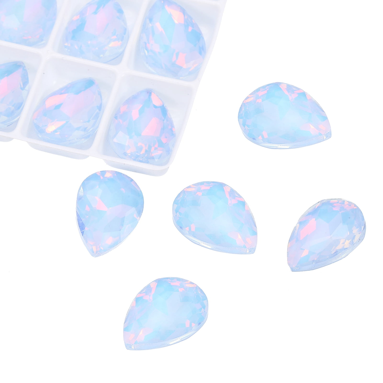Uxcell 0.71'' x 0.51'' Tear Drop Rhinestones for Nails Pointed Back Rhinestones Setting Crystals Stone Blue 112 Pcs