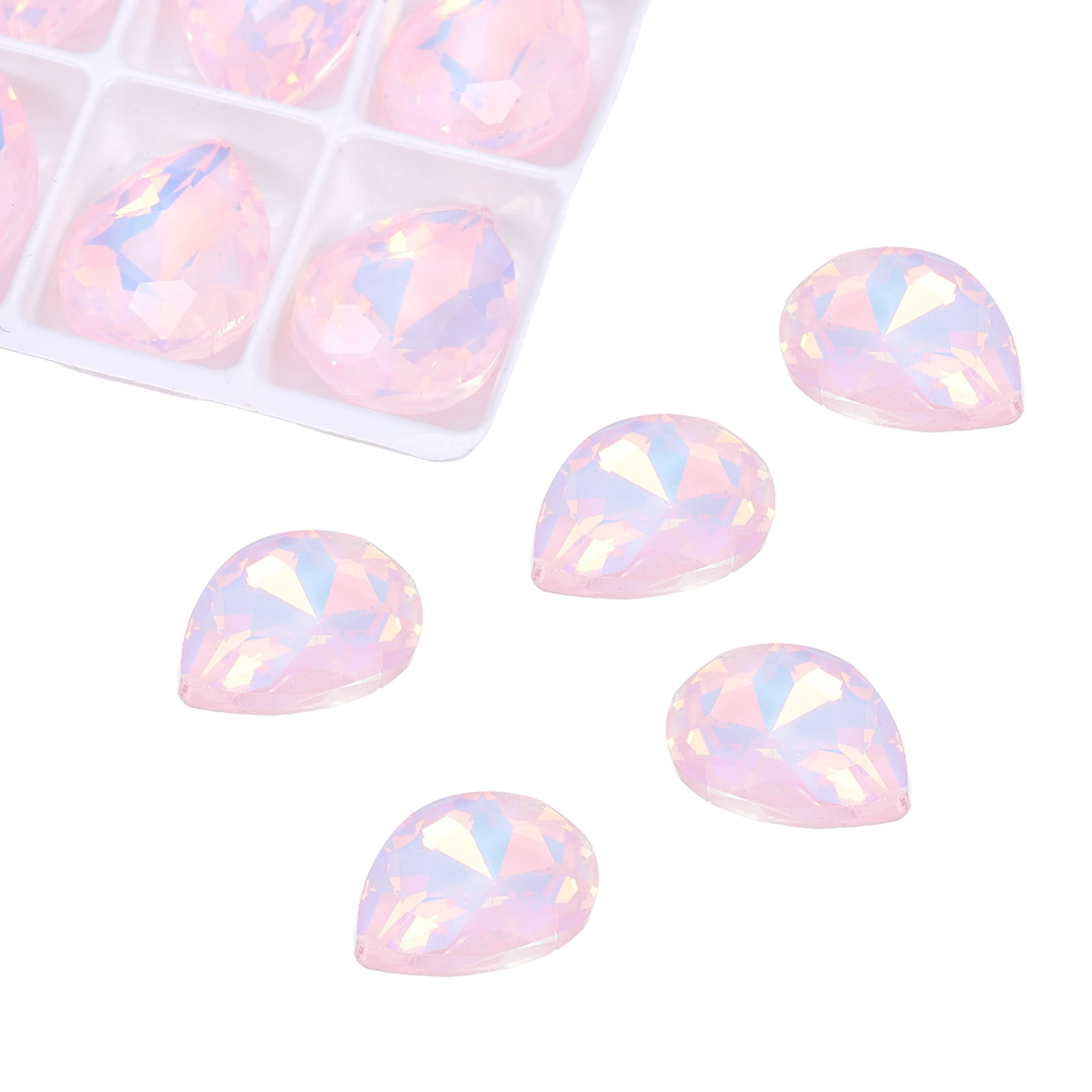 Uxcell 0.71'' x 0.51'' Tear Drop Rhinestones for Nails Pointed Back Rhinestones Setting Crystals Stone Pink 112 Pcs