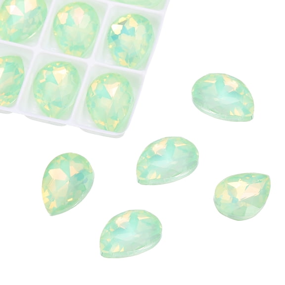 Uxcell 0.71'' x 0.51'' Tear Drop Rhinestones for Nails Pointed Back Rhinestones Setting Crystals Stone Green 112 Pcs