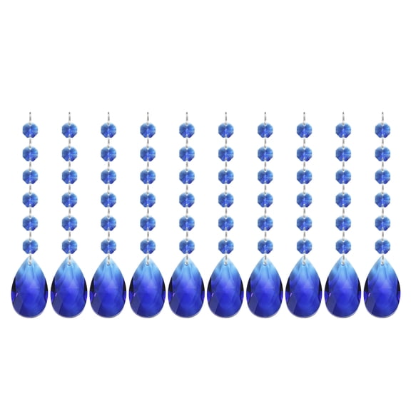 Uxcell Teardrop Crystal Chandelier Pendants Beads, 10 Pack 165mm Length 38mm Chandelier Prisms Parts Ornaments Hanging Beads for DIY Arts Crafts Decoration, Dark Blue