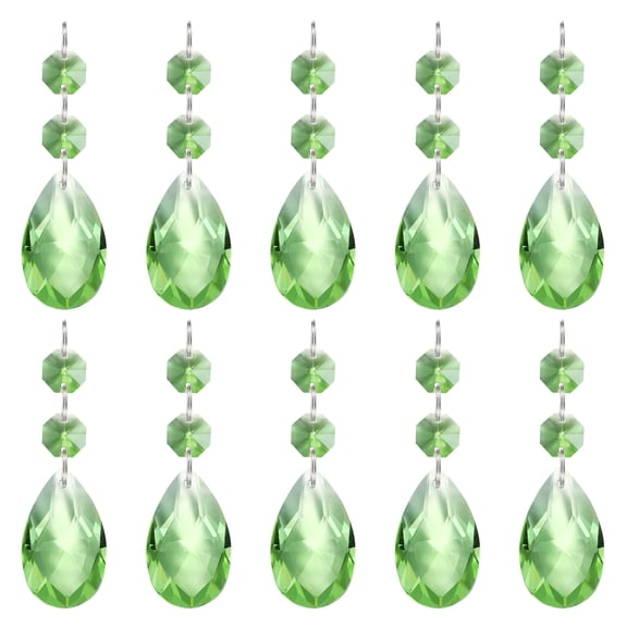 Uxcell Teardrop Crystal Chandelier Pendants Beads, 10 Pack 85mm Length 38mm Chandelier Prisms Parts Ornaments Hanging Beads for DIY Arts Crafts Decoration, Light Green