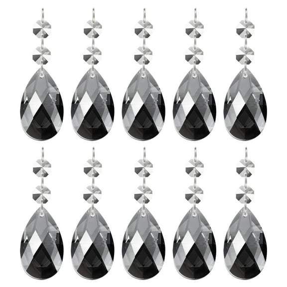Uxcell Teardrop Crystal Chandelier Pendants Beads, 10 Pack 85mm Length 38mm Chandelier Prisms Parts Ornaments Hanging Beads for DIY Arts Crafts Decoration, Electroplating Gray