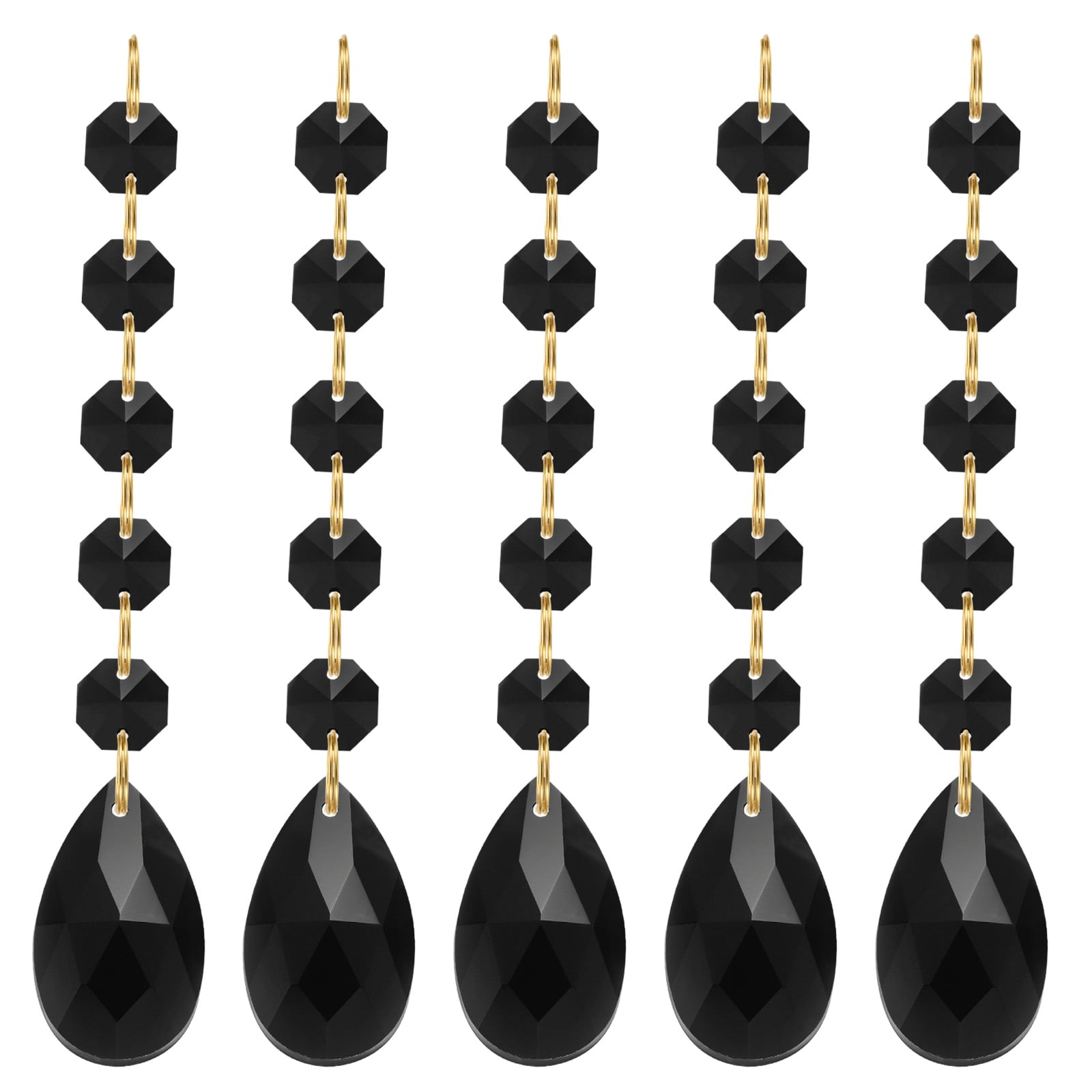 Uxcell Teardrop Crystal Chandelier Pendants Beads, 5 Pack 135mm Length 38mm  Prisms Parts Beads Black, image size:1600x1600
