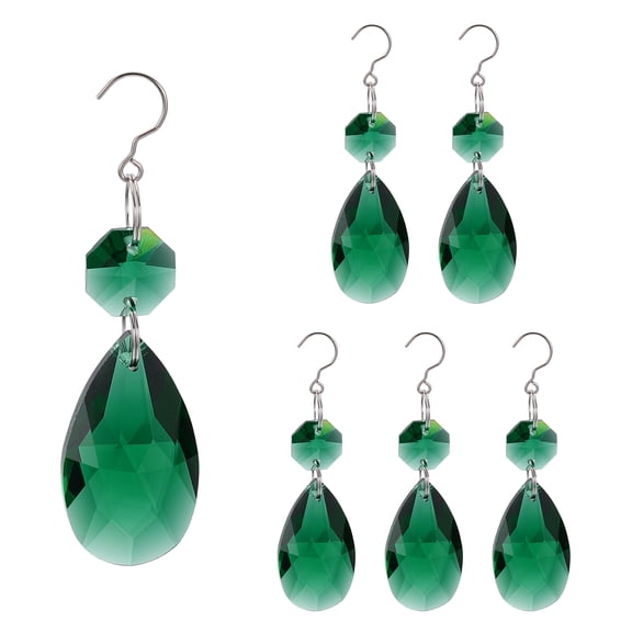 Uxcell Teardrop Crystal Pendant Drops, Chandelier Crystals with Hook Hanging Beads Prism Pendant Chandelier Decoration 3" & 6Pcs & Peacock Green -Fitting for(Home Decor/DIY Arts Crafts)