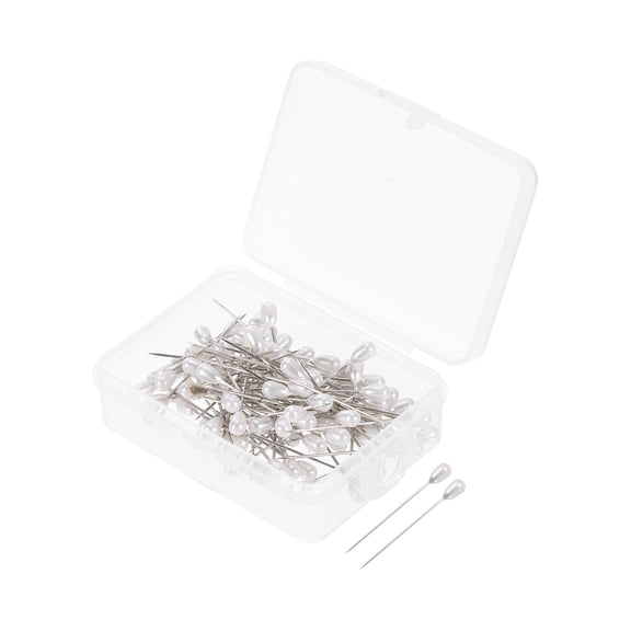 Uxcell Teardrop Pearl Head Pins, Corsage Pins 1.1" Sewing Straight Pin, White, 100Pack